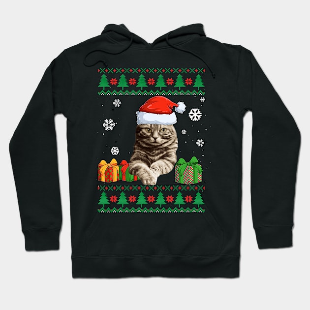 Funny Cat Cute Cat Santa hat Ugly Christmas Sweater Hoodie by TeeBlade